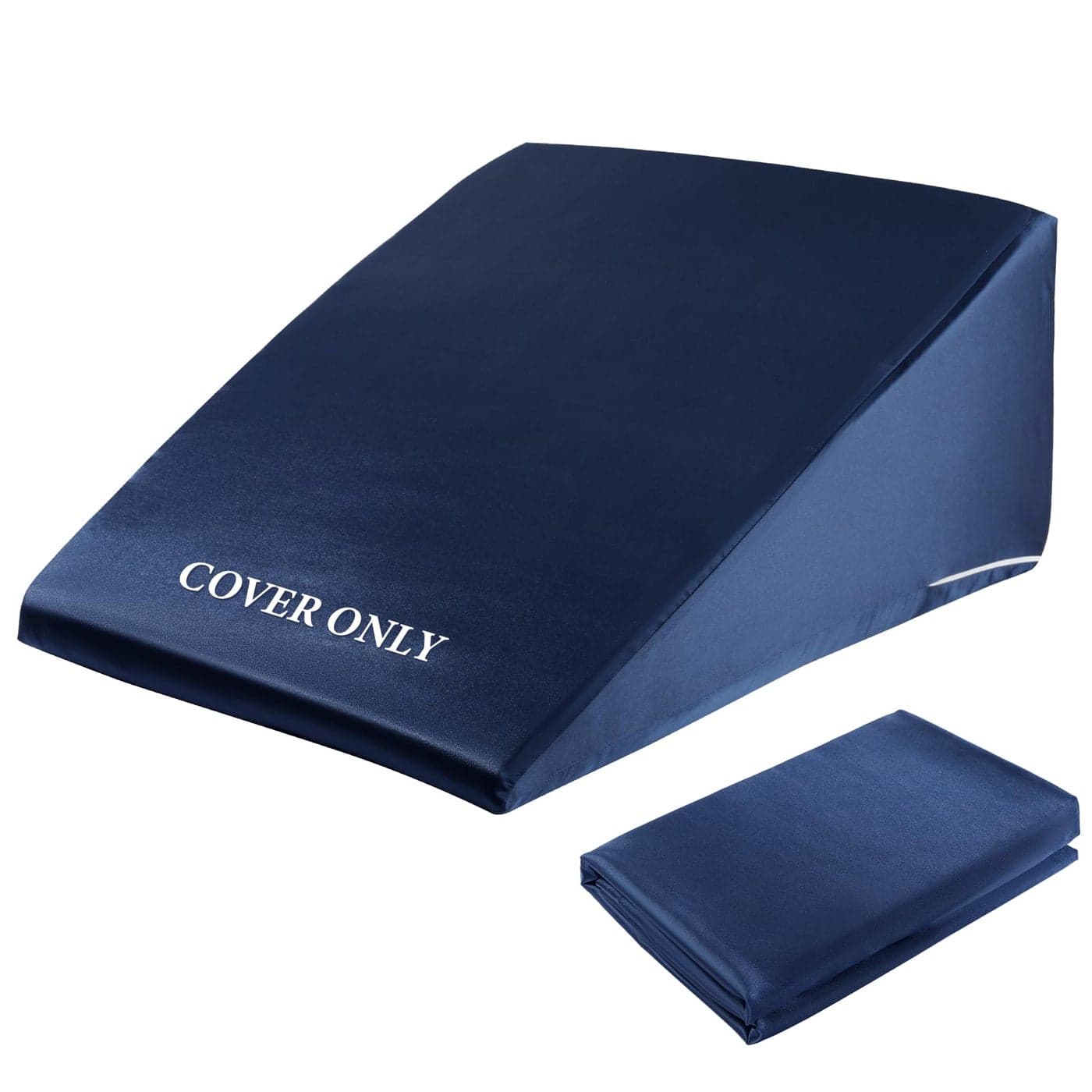 HOMBYS Satin Bed Wedge Pillow Cover Silky Smooth Wedge Pillowcase 1 Pack 24x24x125 Soft Breathable Removable Machine WashableZipper Design Pillow Not Include Navy Blue 24x24x125