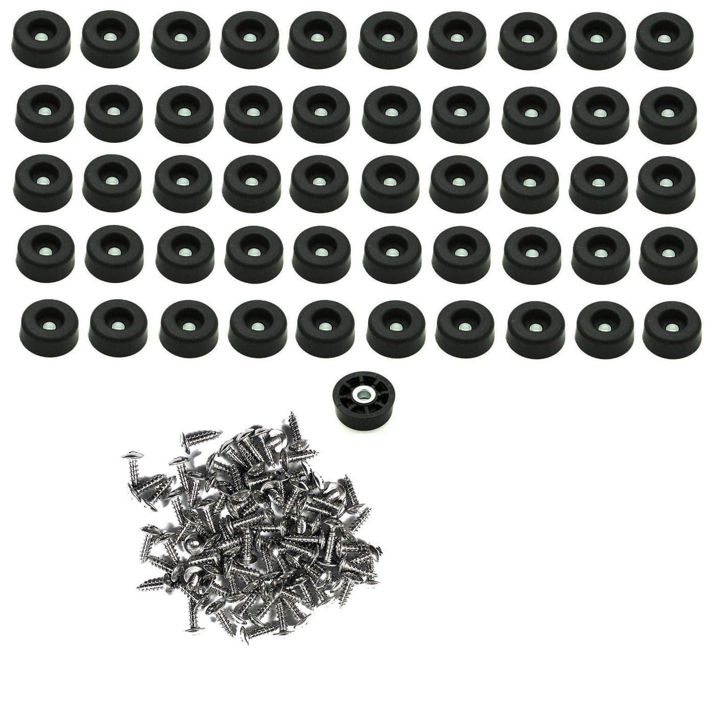 50 Soft Round Rubber Feet WStainless Steel Screws 437 H X 1062 D Metal Insert for Strength Made in USA Non Slip Food Safe Conflict Minerals 3TG BPA Free RoHS Reach 3 Prop 65 Compliant