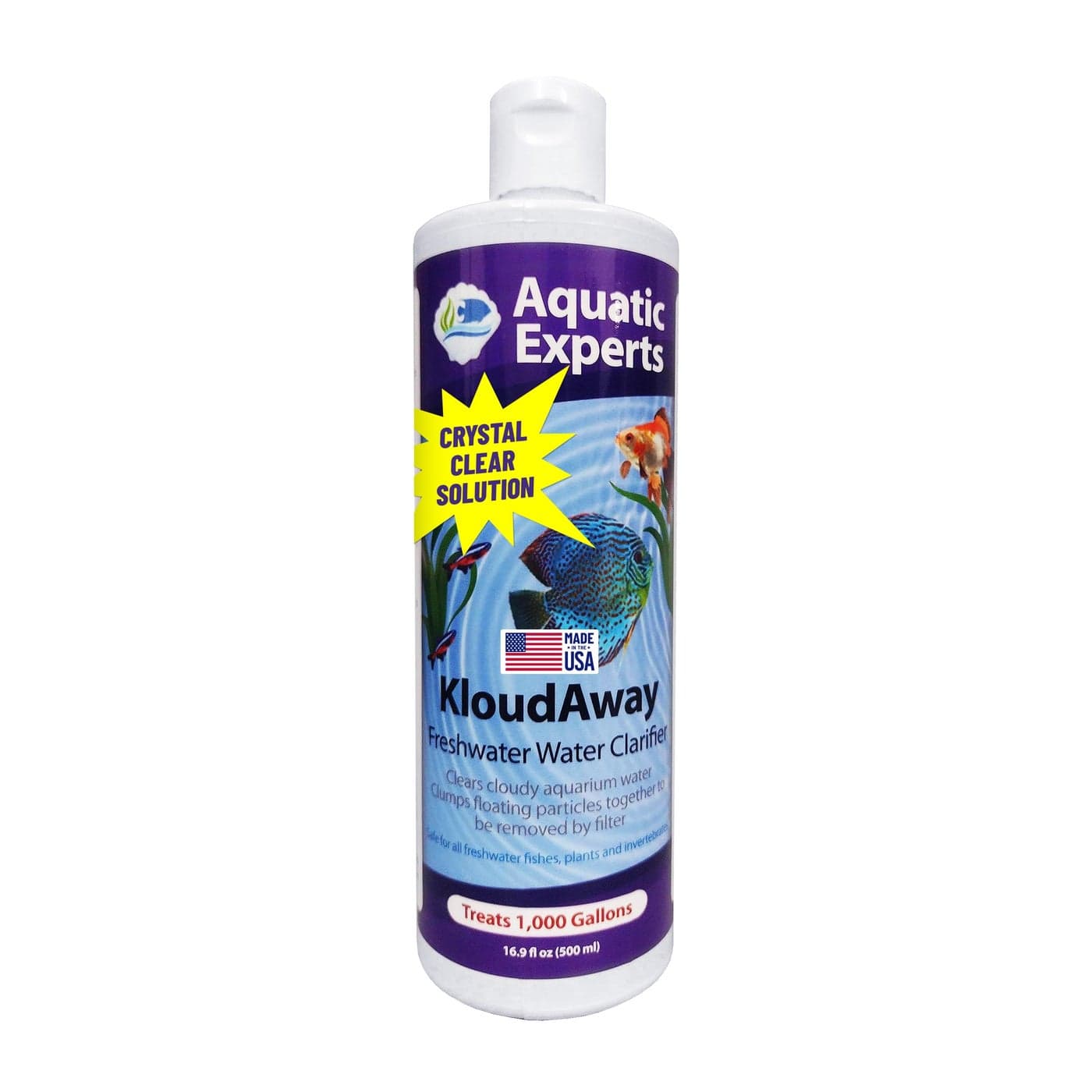 KloudAway Freshwater Aquarium Water Clarifier - Clears Cloudy Water, Water Clarifier for Fish Tank, Made in USA, Aquatic Experts (1 Pack)
