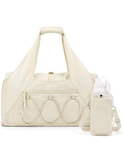 BAGSMART Gym Bag for Women Lightweight Duffel with Shoe Compartment Weekender with Wet Pocket Workout Yoga Tote Cream