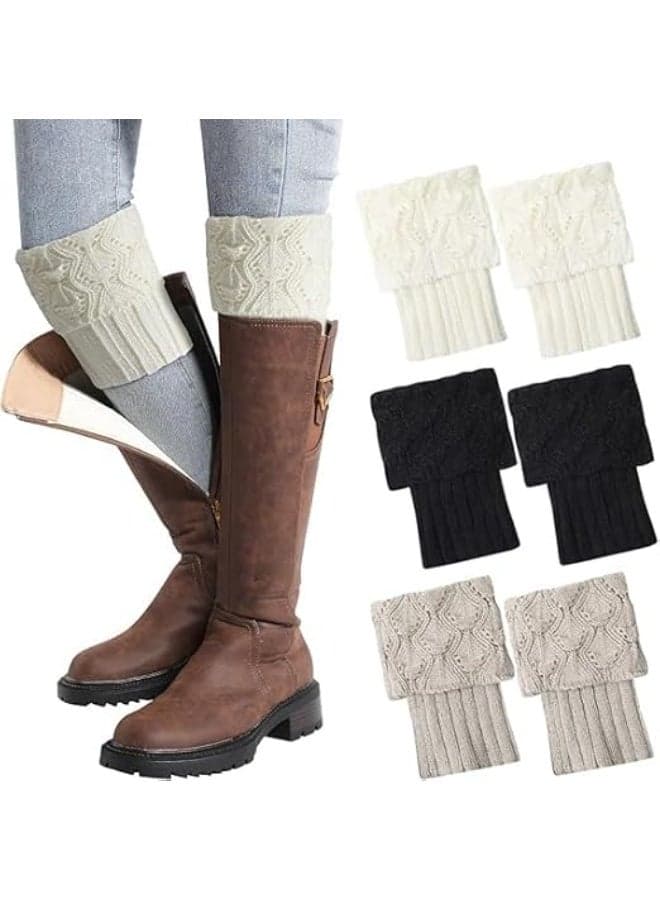 Leg Warmers - Boot Socks for Women 3 Pair Boot Cuffs Topper for Women Winter Leg Warmer Socks Ankle Warmers, One Size