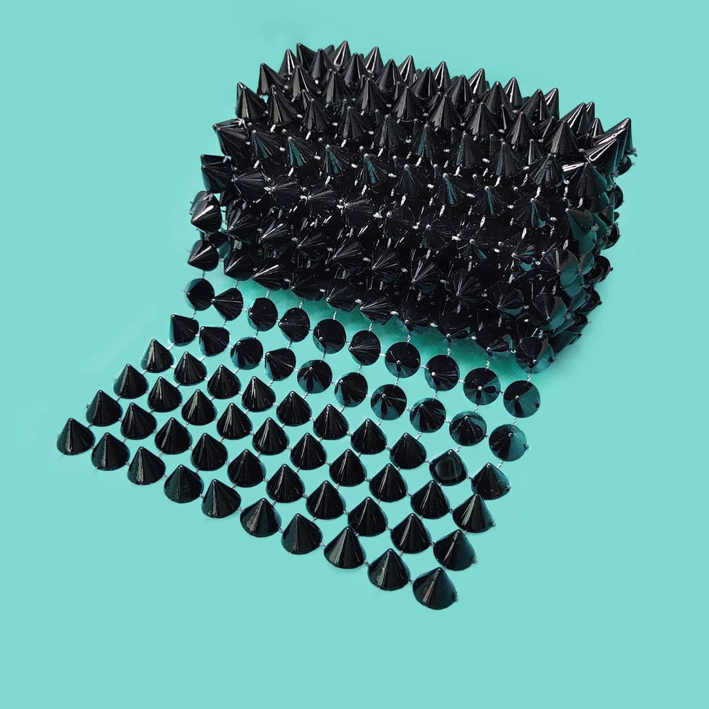 Yhsheen 1 Yard Sew Stitch On Spike Stud Rivet FlatBack Punk Rock Trim Ribbon mesh Bead Craft Black