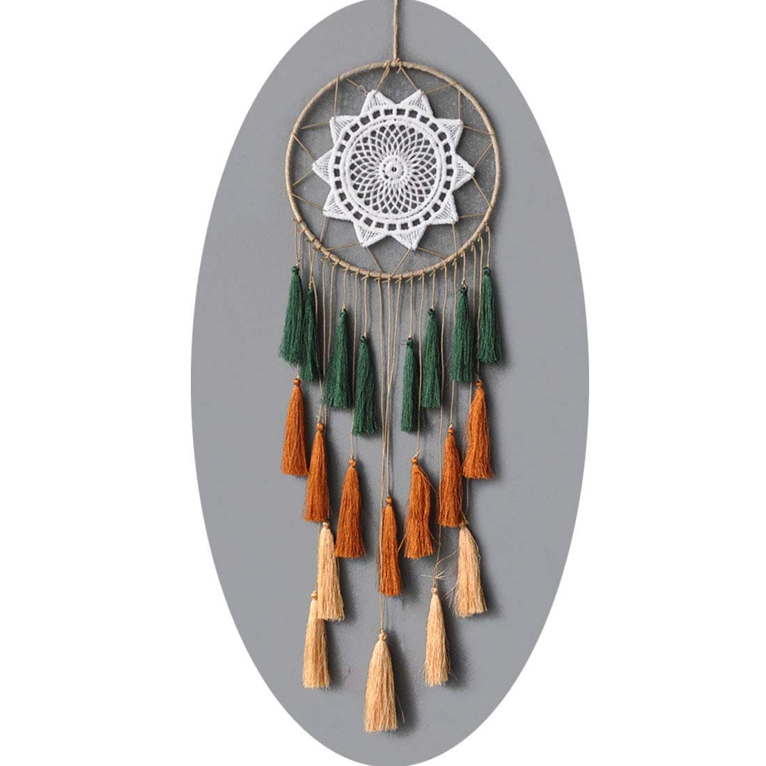 Dream Catchers for Teens Girl Bedrooms Decor Boho Nightmare Crochet Sun Floral Woodland Traditional Dreamcatcher Windchime for Boy Room Decorations Baby Shower Toddler CribGold Green Orange