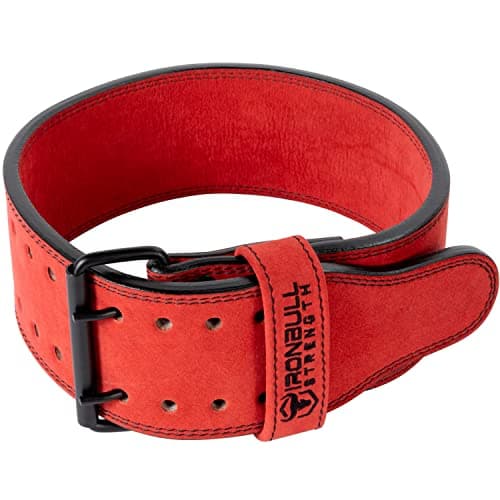 Powerlifting Belt - IPF Approved – Weight Lifting Belt 10mm - Prong Weightlifting Belt for Squats, Deadlift, and Bench Press – Lifting Belt Leather 4in for Men and Women – Back Brace for Gym, Workout, Strength Training, Strongmen & Power Lift (Red, Medium)