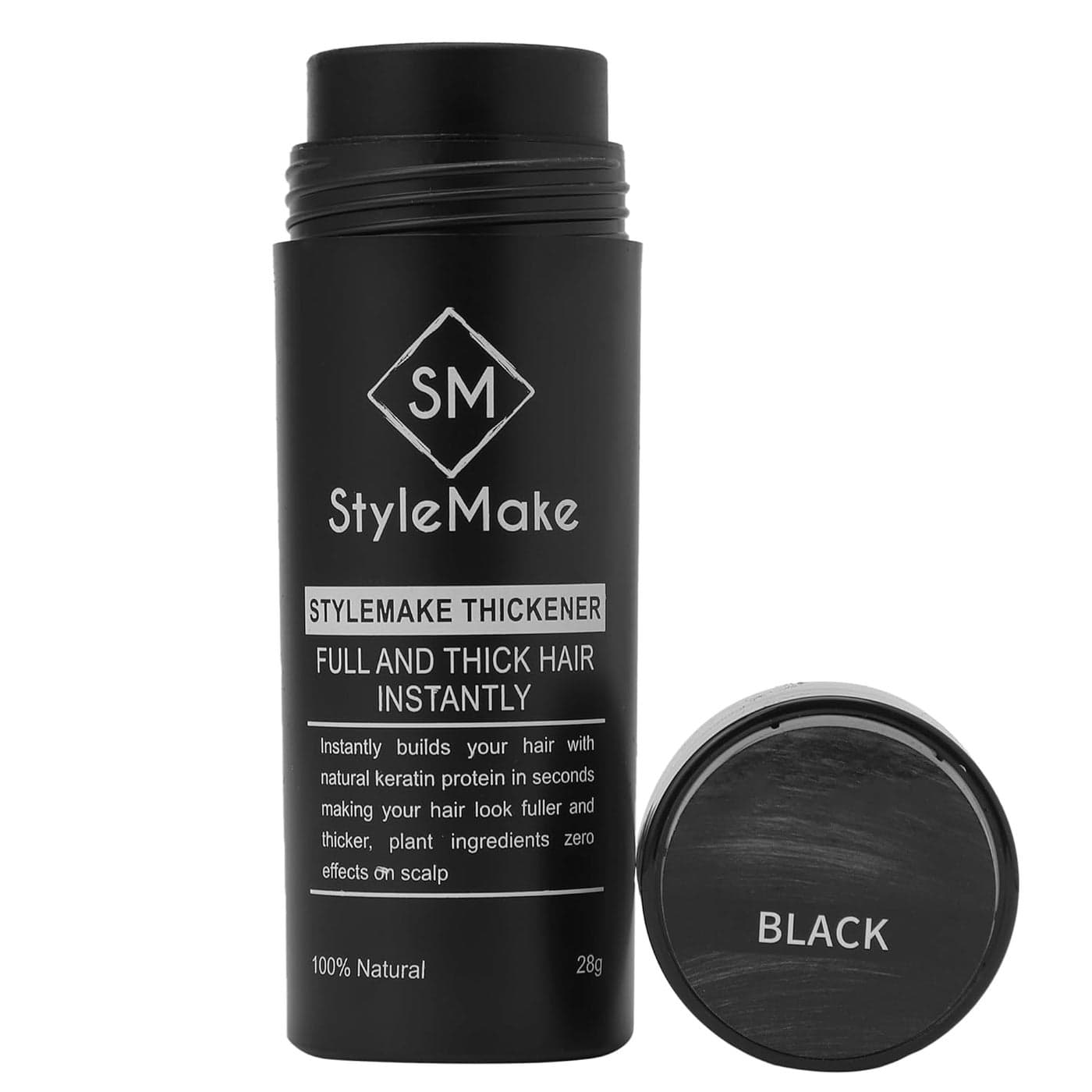 StyleMake Thickener Hair Loss Concealer Hair Building Fibers 28gm Hair Fibers For Thin Fine Hair Hair Thickening Fibers for Men Women Black