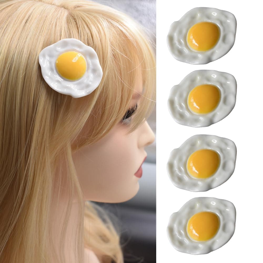 4 Pcs Cute Poached Egg Hair Clips Egg Yolk Barrettes NonSlip Hairpins for Women and Girls Small Hair Accessories