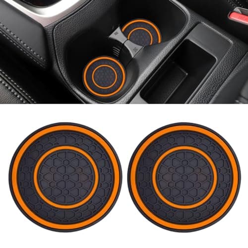 2PCS Car Cup Holder Coasters 275 Inch Auto NonSlip Anti Dust Cup Mats Console Cup Holder Insert Coaster Auto Insulated Mats Universal Interior Accessories for Most Cars Orange