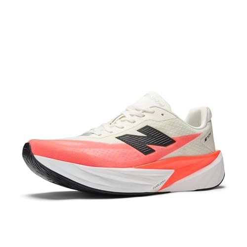 New Balance Men's FuelCell Rebel V5 Running Shoe, Urgent Red/White/Sea Salt, 12 M