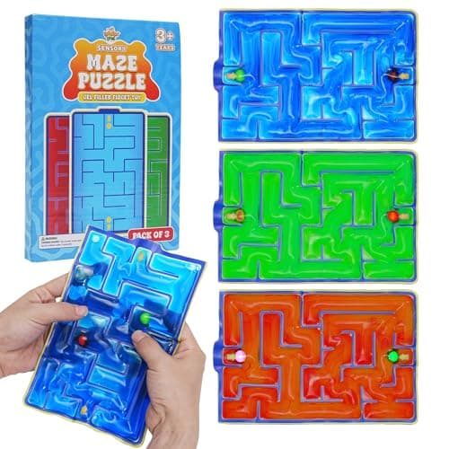 IPIDIPI TOYS GelFilled Maze Puzzle Quiet Sensory Squishy Fidget Toy for All Ages Tactile Gel Pads Easter Basket Stuffers Classroom Rewards Party Favors and Gifts Pack of 3