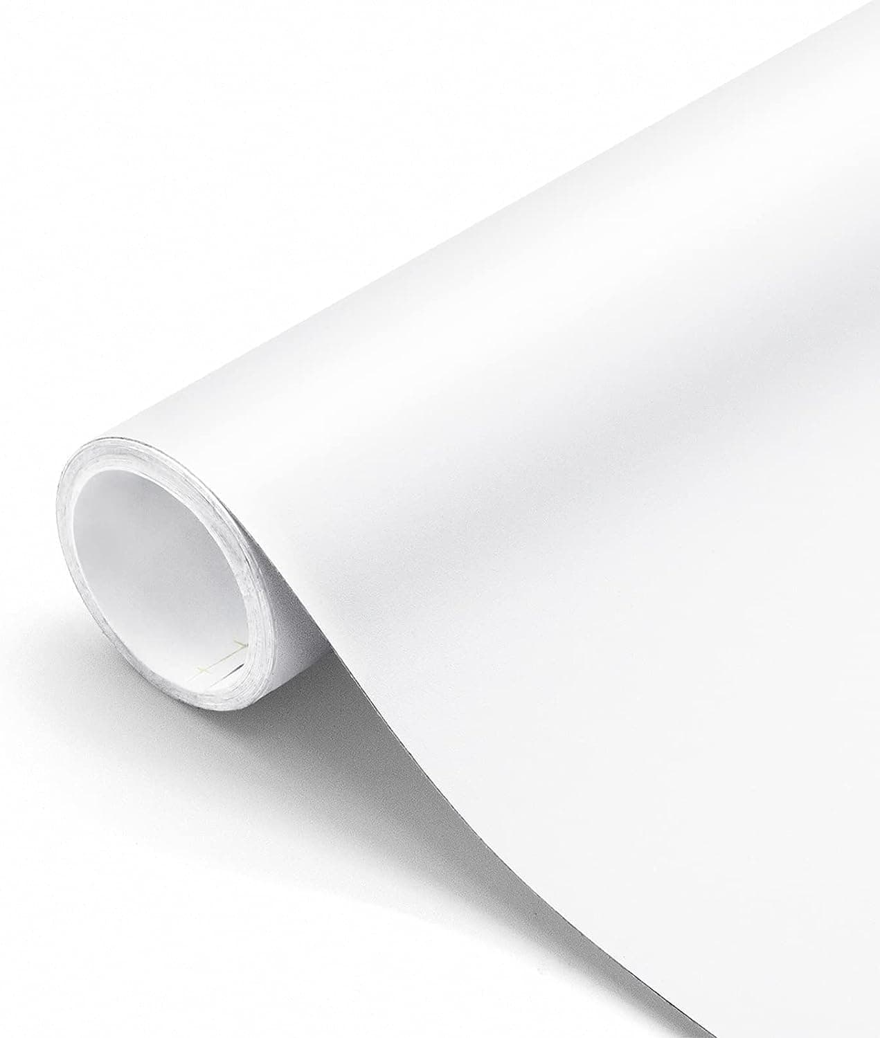WISDOM Wall Stickers Pure White Vinyl Wallpaper Renovation Furniture Decorative Film Waterproof Stickers for Kitchen Backsplash Home Decor Rolls (2 Feet x 4 Feet, White Matte)