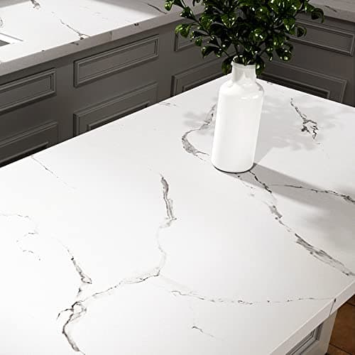 Stickyart White Marble Contact Paper for Countertops 158X160 Matte White Wallpaper Peel and Stick Countertops for Kitchen Cabinets Waterproof Removable Self Adhesive Marble Countertop Contact Paper