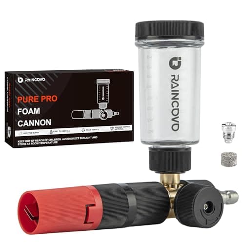 Raincovo Pure Pro Foam Cannon for Pressure Washer, Adjustable Nozzle with 1/4” Quick Connector, Power Washer Soap Cannon for Car Detail, Additional 1.1mm Orifice Nozzle