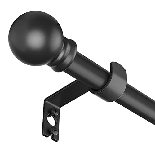 SMODBRODRE Black Curtain Rods for Window 28 to 48, 5/8 inch Small Decorative Curtain Rod Set with Brackets