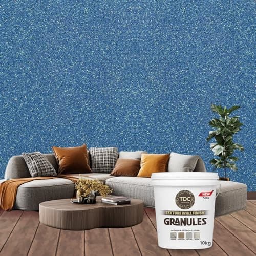 The Decor Co. Marble Texture Wall & Floor Paint with 3D Designer Stone and Granite Luxury Finish Washable Water Resistant Acrylic Emulsion for Interior Exterior Home Decor DIY (1Pc, Granuls Blue, 5kg)