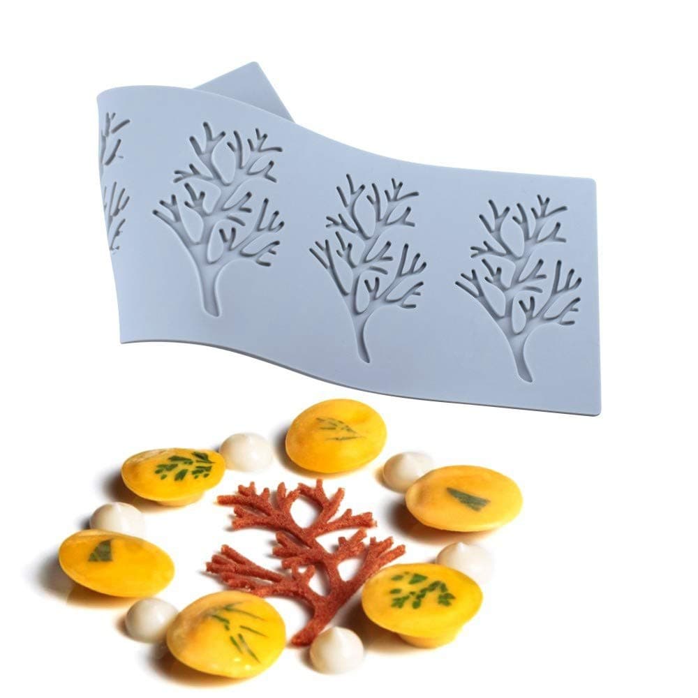3D Hollow Leaf Candy Mold Coral Branch Leaves Chocolate Molds Silicone Fondant Lace Pad Cake Mold Clay Mould for Sugarcraft Polymer Clay Cupcakes Chocolate Candy
