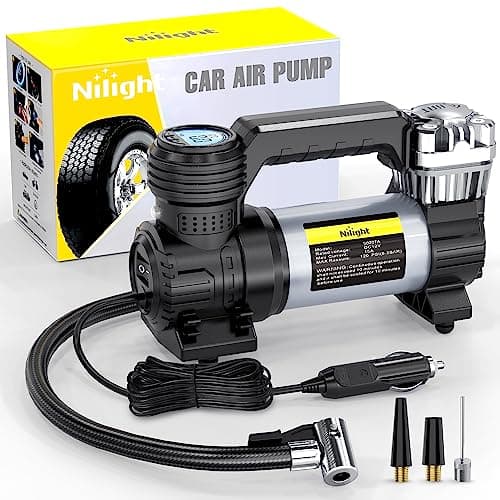 Nilight Portable Air Compressor Tire Inflator 12V Heavy Duty 120PSI Metal Pump Double Cylinder Digital Pressure Fast Inflate Auto Shutoff for Car SUV Motorcycle