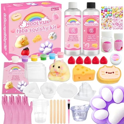 HOOLYUK Taba Squishy Kit DIY Squishy Making Kit 11 AB Liquid Silicone FuFu Squishy Kit with Mold Stress Relief Entertainment Gifts for Any Occasion
