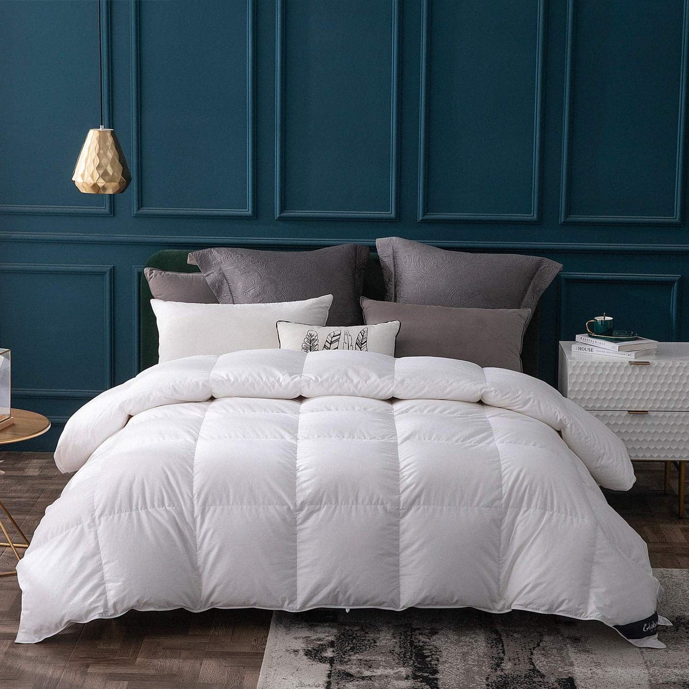 Globon Goose Down Comforter King Size800 Fill Power Luxury Duvet Insert for All Season400 Thread Count Ultra Soft Noiseless Shell Medium Weight with 8 Corner Tabs White