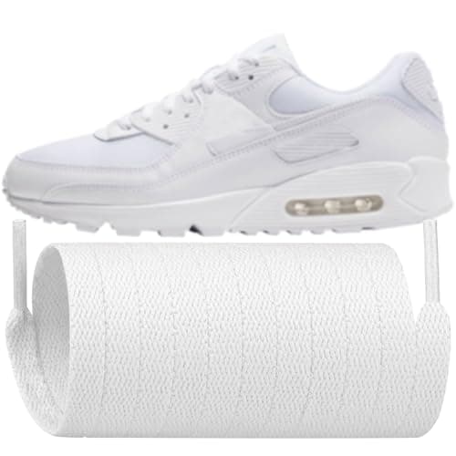 Endoto Shoelaces for Air Max 90 and 1 Shoes 8MM Flat Shoe Laces Strings ReplacementColorWhiteSize50Inch