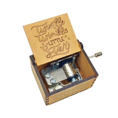 Zesta Twinkle Twinkle Wooden Musical Box Gift | Vintage Music Crank Mini Collectible for Girlfriend, Boyfriend, Husband, Wife | Unique Musical Gifts for Music Lovers | Classic Wooden Box