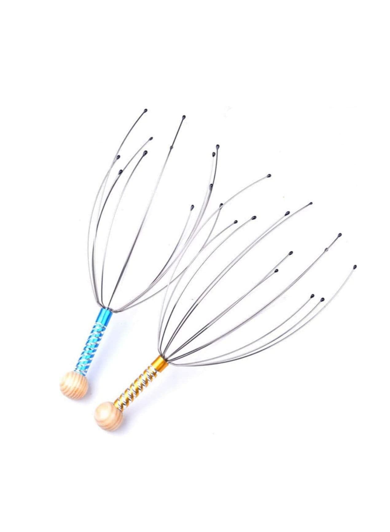 ORiTi Head Massager - Relaxing Therapeutic Scalp Massage - Head Scratcher - Portable Stress Relief (2PCSET YELLOW AND BLUE)