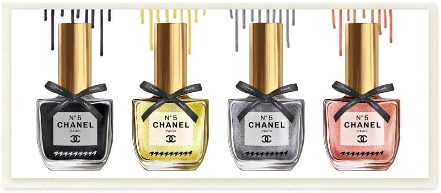 Stupell Industries Makeup Collection Nail Polish Yellow Pink Grey Fashion, Design by Artist Ziwei Li Wall Art, 7 x 17, Wood Plaque