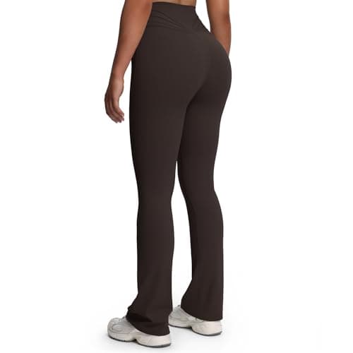 Aoxjox Mini Flare Leggings for Women Trinity Tummy Control High Waisted Wide Leg Yoga Pants 31" (Mulch, Small)