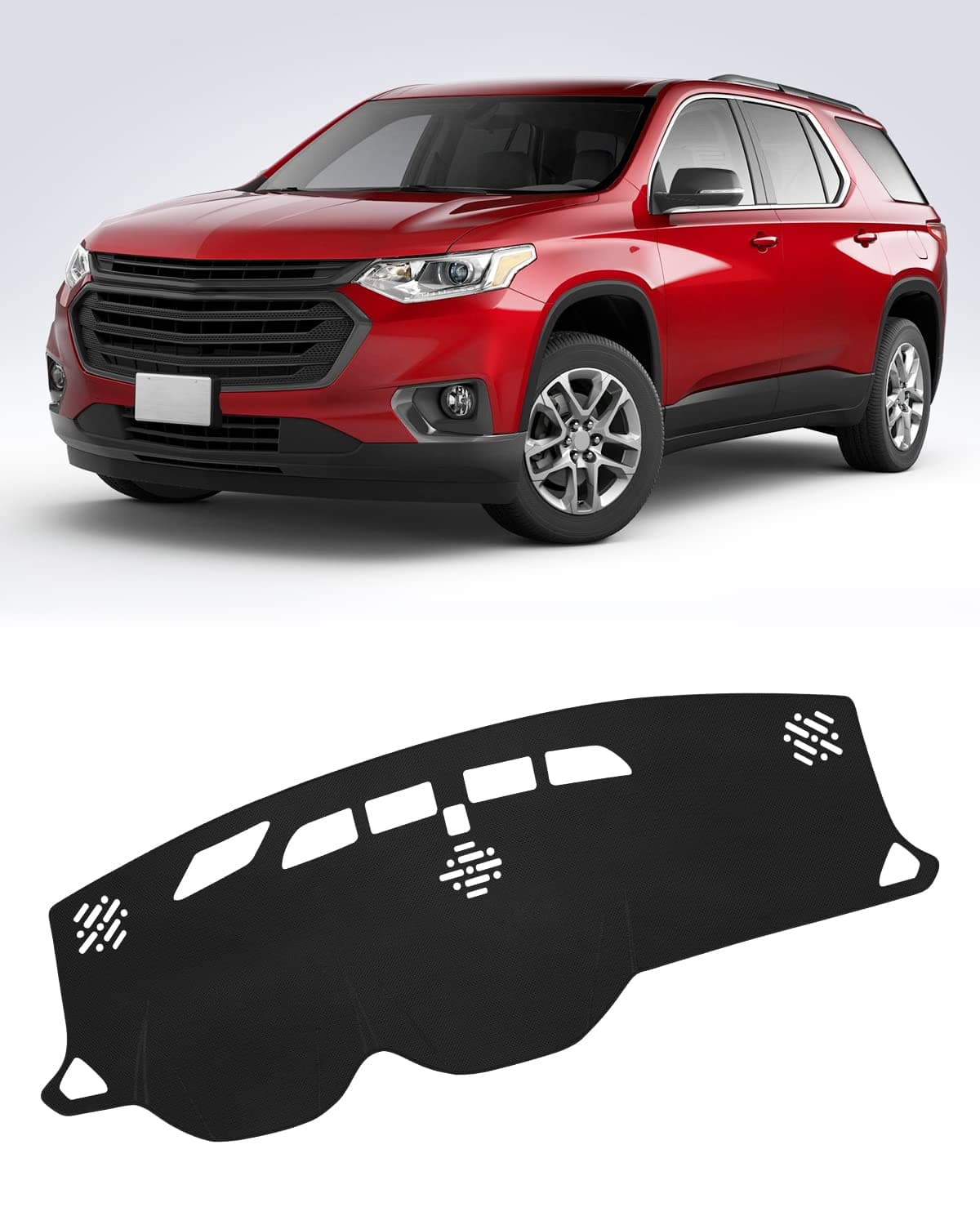 FIILINES Dash Cover for Chevrolet Traverse 20182023 Dashboard Mat Cover Sunshade Nonslip Mesh Protector No Glare Black