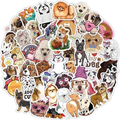 Titu Ki Baatein 50 Pcs Playful Dog Stickers for Children and Teens - Waterproof for Water Bottles, Laptops, Phone, Scrapbooks, Luggage, Skateboards, Helmets, Bikes, Cars, and School Supplies.
