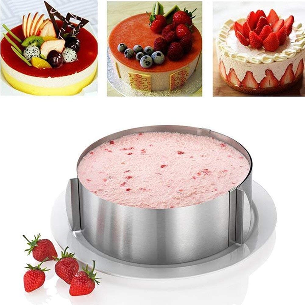 IKTU Stainless Steel 6 To12 Inch Adjustable Cake Mousse Mould Ring Silver 1 Piece 1 kilogram