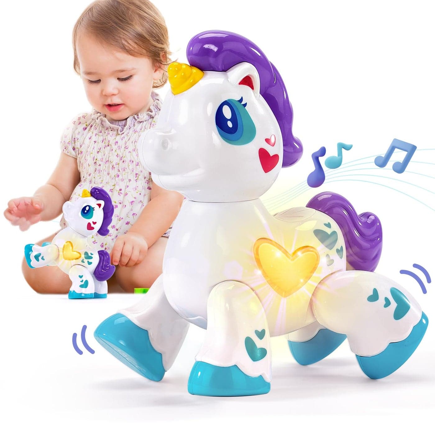 hahaland Toys for 1 Year Old Girl Toddler Girl Toys Unicorn Musical Light up Baby Girls, Interactive Travel One Year Old Baby Girl Valentines Gifts