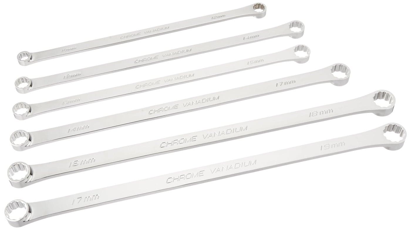 Genius Tools 6 Piece Metric Extra Long Box End Wrench Set 10mm19mm DE706M