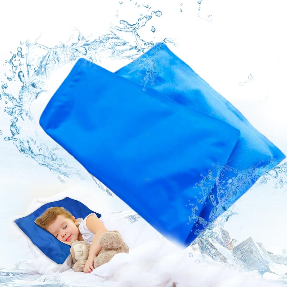 Cooling Pad Mat for Pillow Cold Injuries Relief Perfect for Night Sweats Migraines Fevers Hot Flashes Reusable Blue
