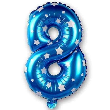 flavouredlove 16 inch Eight Foil Number Air or Helium Balloon Party Decoration Blue hearts Pack of 1 | 8 Year No. Balloons Birthday/Anniversary (Blue hearts Number 8)