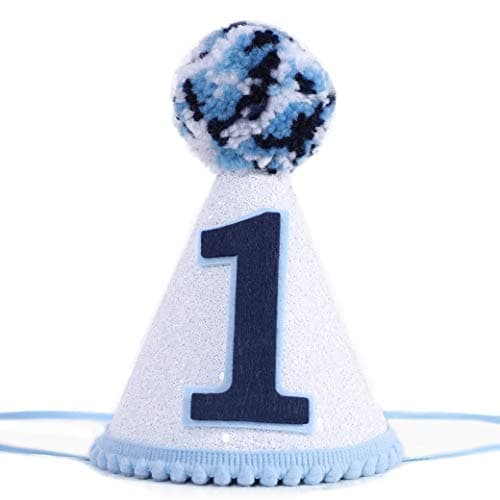 WAOUH Boys 1st birthday hat navy blue felt coneshaped mini crown photo props