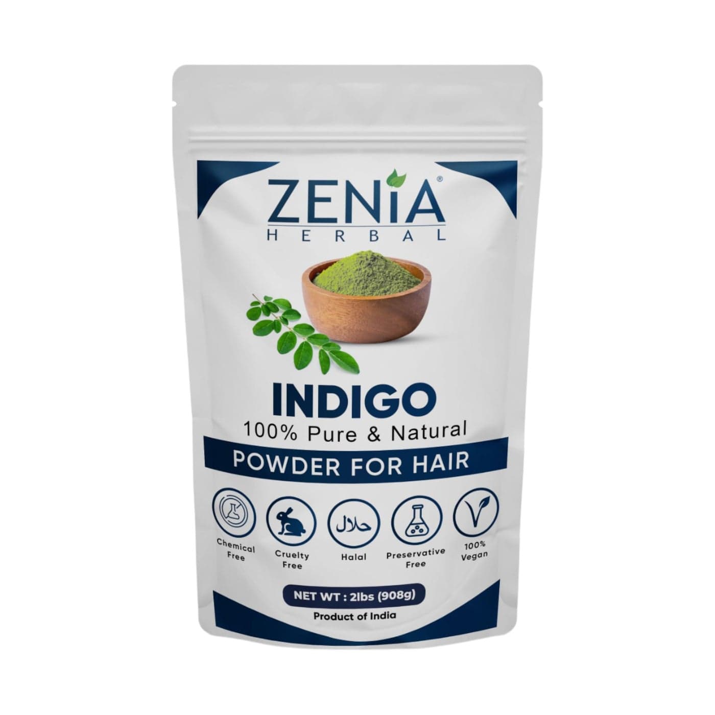 Zenia Indigo Powder 1kg 100 Natural Hair Dye Permanent Color to Black 100 Pure No Preservatives for Hair Beard Use with Henna Value Pack