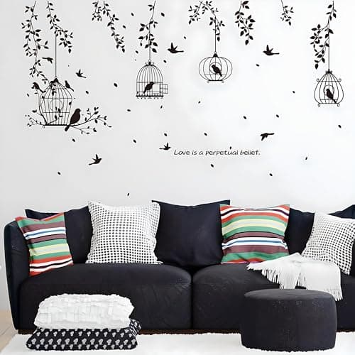 JAAMSO ROYALS Birds on Magnolia Tree Branches PVC Vinyl Wall Sticker for Home (60CM x 90CM)