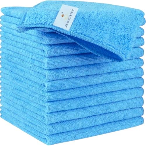 Showstopper Microfiber Cleaning Cloth,12 Pack Cleaning Rag,Cleaning Towels (Blue,40cmX40cm)