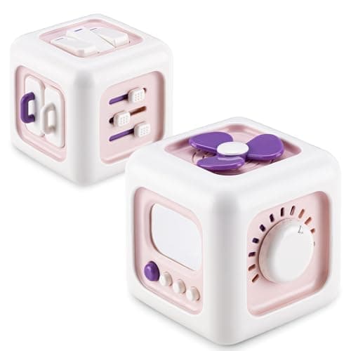 SOCBTNSO Busy Cube Toy for 1 Year Old Girl Gifts Montessori for Baby Girl Travel Sensory Toys for Toddlers 13 Learning Fine Motor Skills 1st Birthday Girl Gifts 12 Months