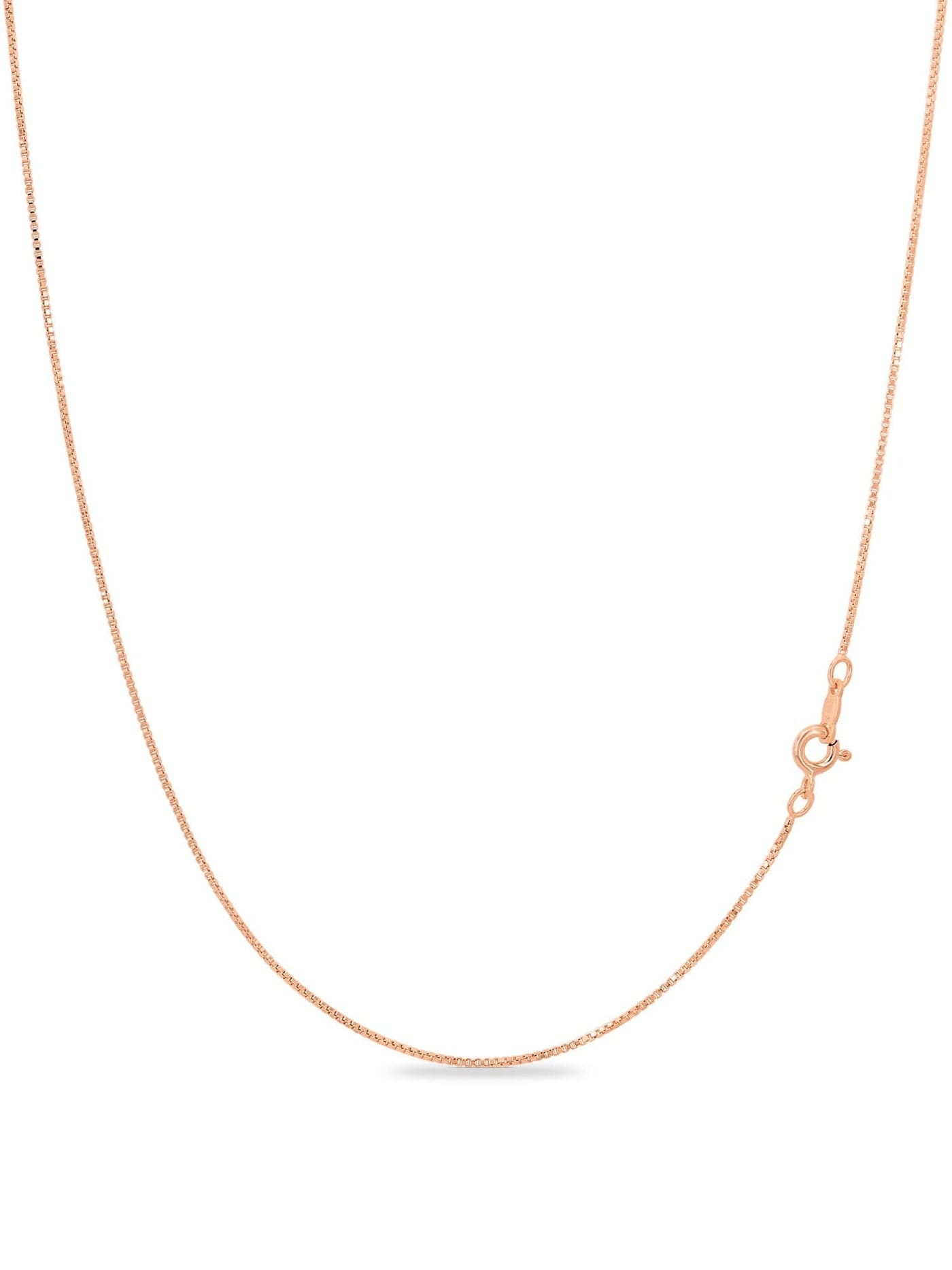 KEZEF Rose Gold Plated Silver Box Chain Necklace, 1mm Thin Solid 925 Rose Gold Necklace for Women and Men, Nickel Free, Hypoallergenic & Anti Tarnish, 22 Inch