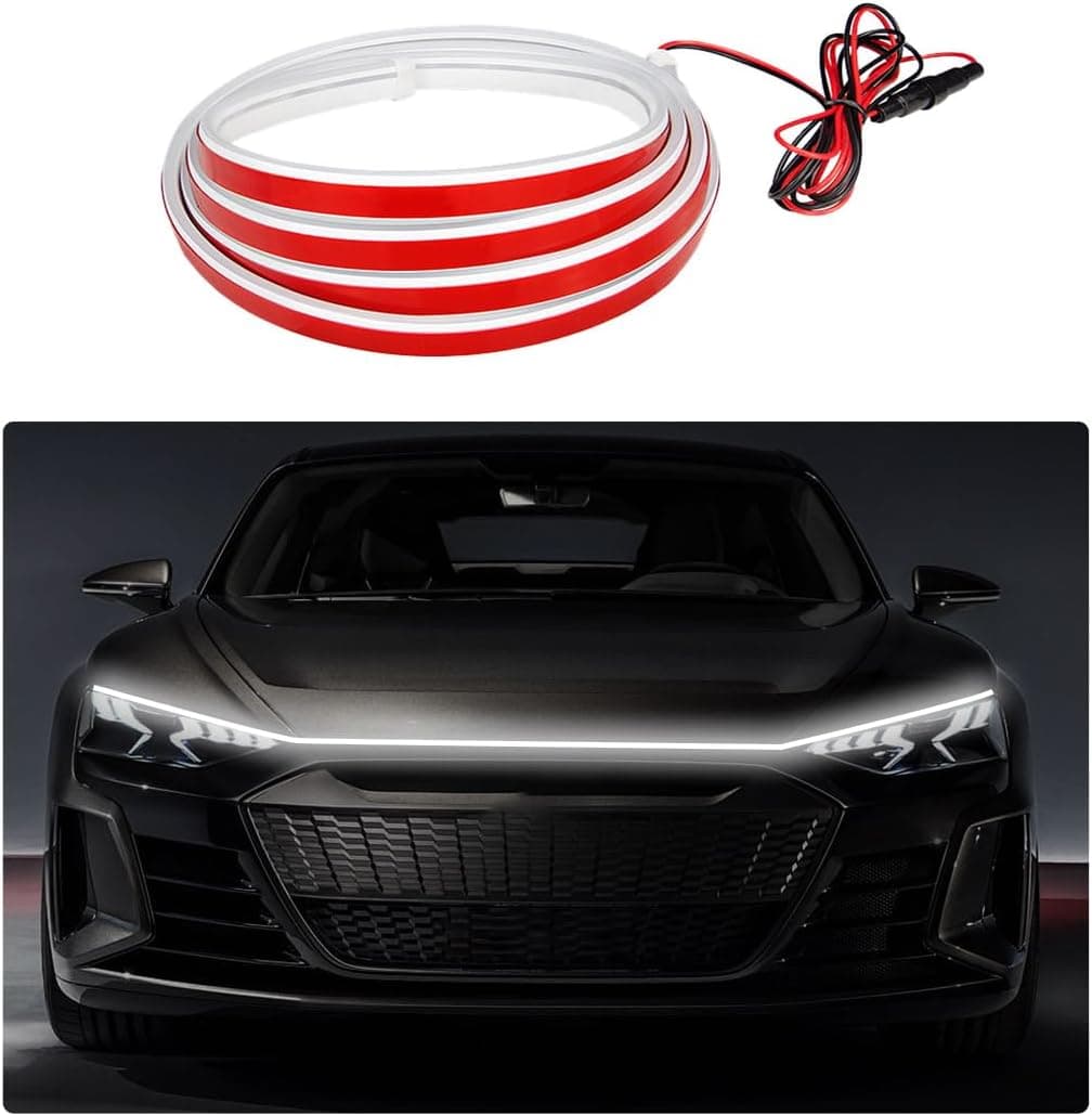 Ohleats 79 Inch Car Hood Light Strip - Flexible Waterproof LED Running Light with Dynamic Scan Effect for SUVs and Trucks
