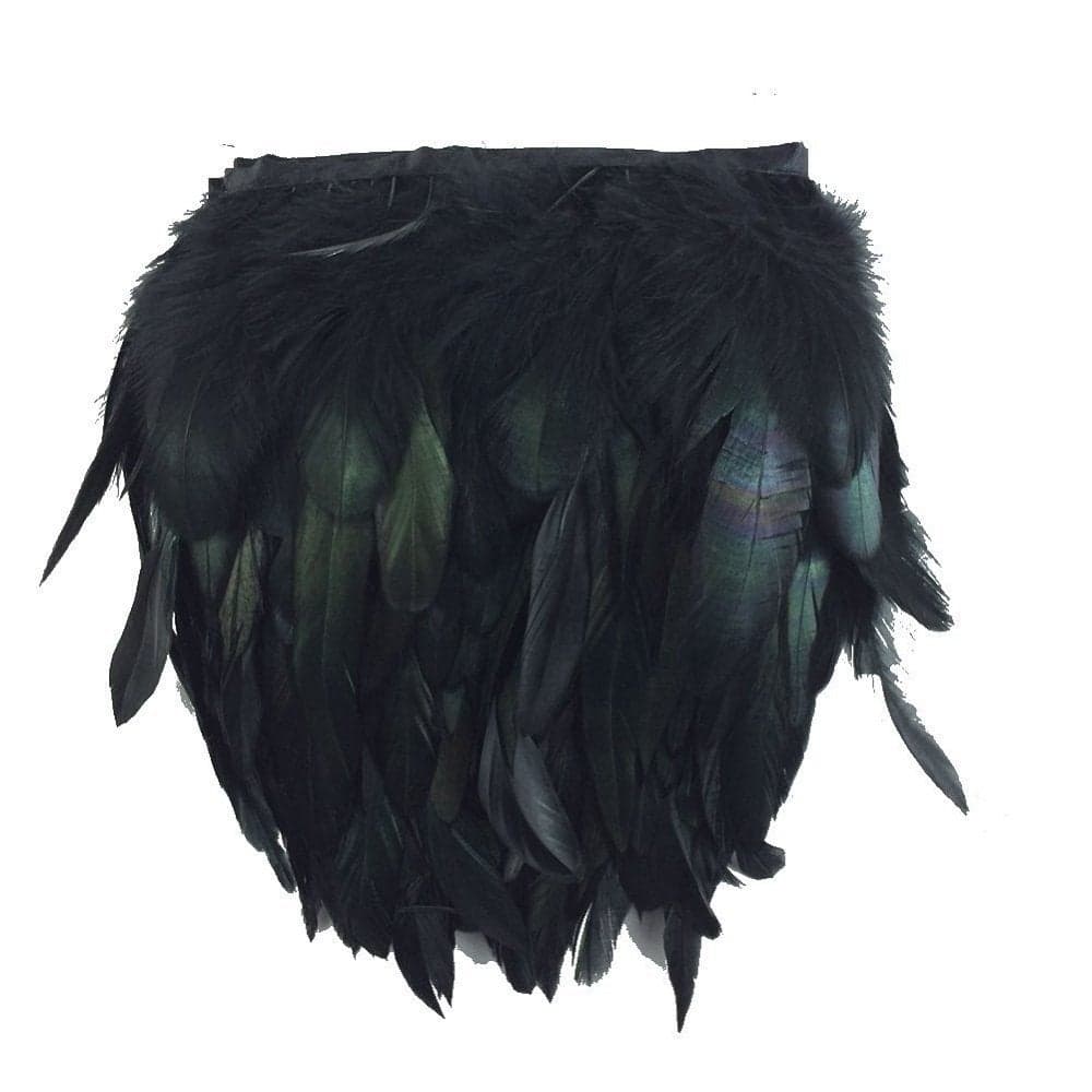KOLIGHT Pack of 2 Yards Natural Rooster Hackle Feather Trim Fringe 57 in Width DIY Decoration Black