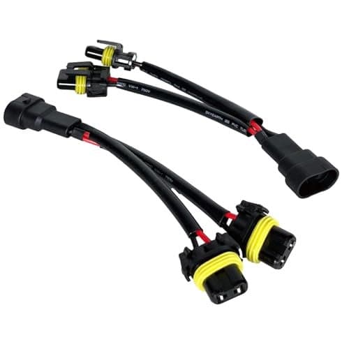 ONEX 9005 9006 Male to Female 2 Way Splitter Wire Bulb Socket Headlight Wiring Harness Extension for Headlight or Fog Light Retrofit Use Car Accessories Pack of 2