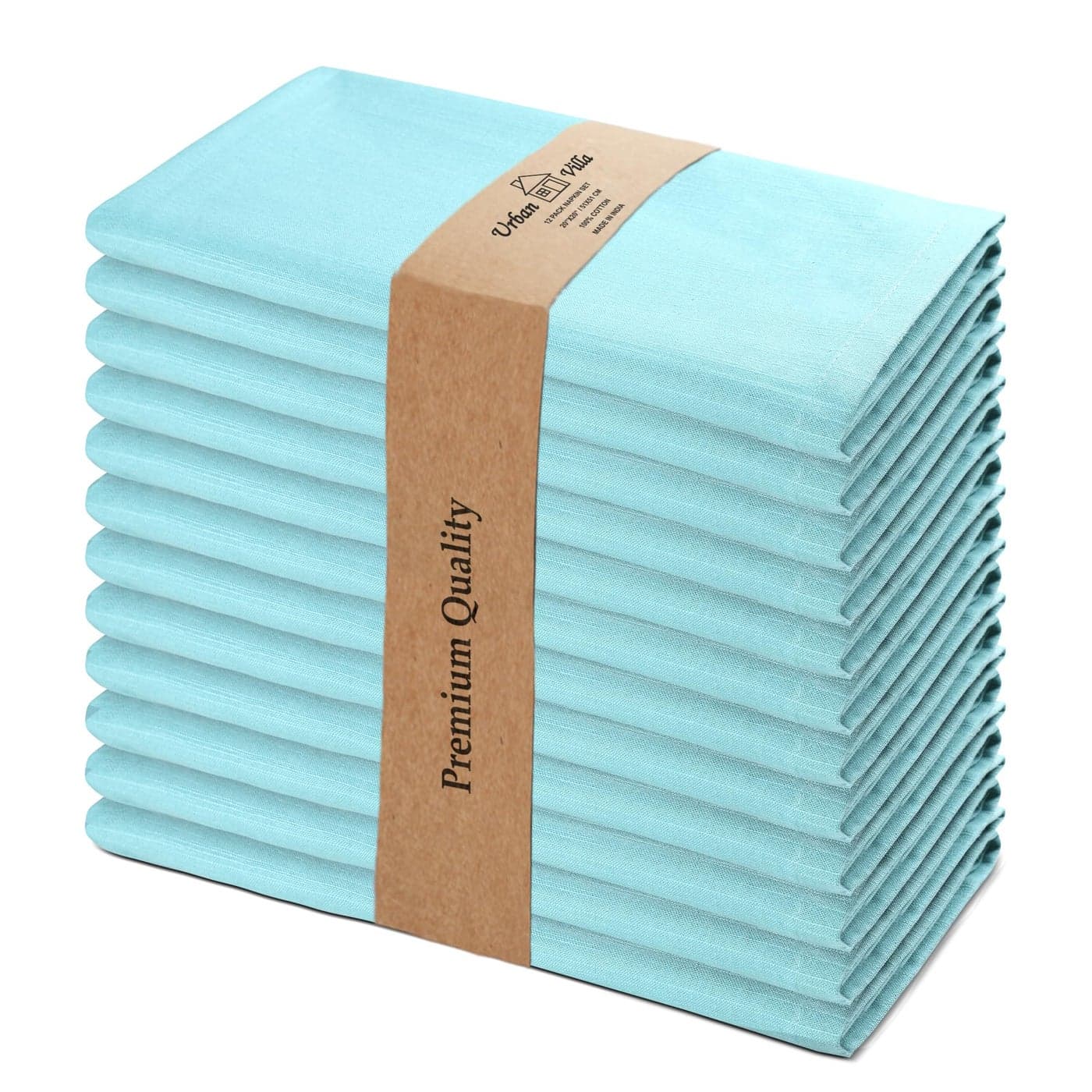 Urban Villa Easter Napkins Aqua Color Cloth Napkins Set of 12 Oversized 20x20 Inches 100 Cotton Slub Premium Quality Soft Durable with Mitered Corners Reusable Washable Everyday Use Napkins