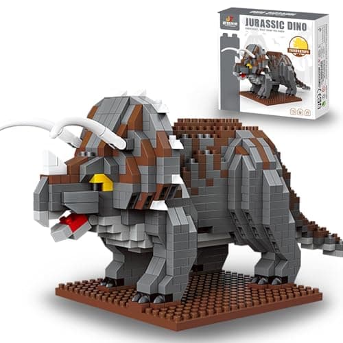 IBLOTIME Triceratops Dinosaur Building Sets 860 Pieces Micro Block Model Detailed DIY Dinosaur Build with Display Base Creative Challenge Project Birthday 14