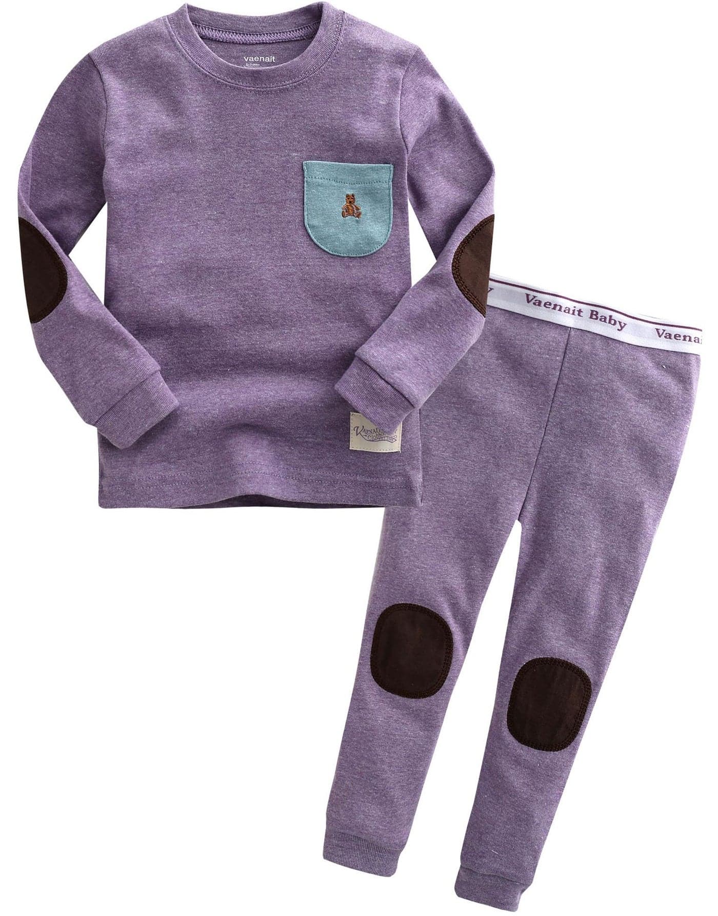 VAENAIT BABY Kids Boys Sleepwear Pajama 2pcs Set Pocket Purple XS