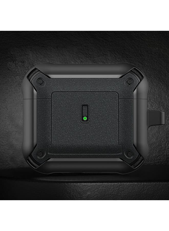 Case Cover For AirPods 3 Sliding Buckle Wireless Earphone Protective Case with Hook Black