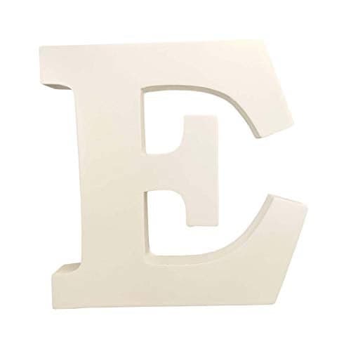 SMARTCAREWOOD Wooden E Letter- English Upper Case Alphabets Cutouts for Art and Craft Work (E_White_15x2.5 Cm)
