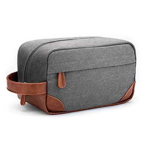 Vorspack Travel Toiletry Bag - Hanging Toiletry Bag for Men Water Resistant Canvas Shaving Bag with Large Capacity for Travel - Light Grey