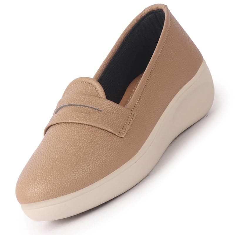 FAUSTO FST FJDWC-7031 CHEEKU-42 Women's Cheeku Textured Slip On Casual Shoes Flatform Heel Height Enhancer|All Day Comfort Shoes (9 UK)